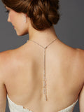 Handmade Crystal Back Necklace with Two Dangles 4441N-CR-S