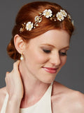 Designer Hand-Enameled Blossom Golden Headband 4443HB-I-G