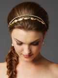 Hand-Made Garland of Leaves Split Bridal Headband Crown 4444HB-G-I