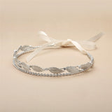 Hand-Made Garland of Leaves Split Bridal Headband Tiara 4444HB-S-I