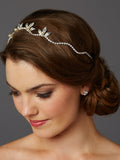 Hand-made Wavy Bridal Tiara Crown with Leaves and Pearls 4448HB-I-S