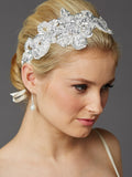 Hand-Made Glistening Silver Sequin Lace Bridal Headband 4453HB-S-I