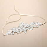 Hand-Made Glistening Silver Sequin Lace Bridal Headband 4453HB-S-I