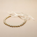 Gold Bridal Headband with Genuine Preciosa Crystals 4455HB-G-I