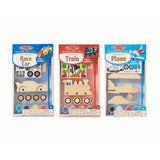 Melissa & Doug Decorate-Your-Own Wooden Craft Kits Set - Plane, Train, and Race Car