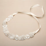 Fine European Lace Scalloped Bridal Heaband with Baby Pearls 4456HB-LTI