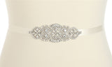 Crystal and Pearl Vintage Applique Bridal Sash or Side Headband 4460SH-I-S