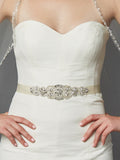 Luxurious Crystal and Pearl Applique Bridal Sash or Belt 4461SH-I-S