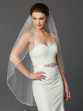 Glistening Beaded Edge Long Fingertip Wedding Veil 4466V-I