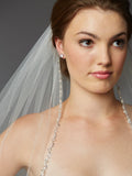 Glistening Beaded Edge Long Fingertip Wedding Veil 4466V-I
