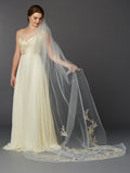 Silver and Gold Embroidered Floral Lace Cathedral Veil 4468V-I-G-S