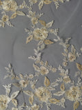 Silver and Gold Embroidered Floral Lace Cathedral Veil 4468V-I-G-S