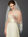 Gold and Silver Embroidered Floral Lace Fingertip Wedding Veil 4469V-I-G-S