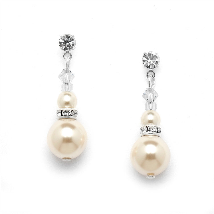 Glass Pearls and Crystal Bridal Dangle Earrings 4472E-LTI-S