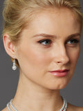 Glass Pearl and Crystal Bridal Dangle Earrings 4472E-W-S