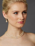 2-Row Glass Pearl Bridal Back Necklace with Dramatic Backdrop 4472N-LTI-S