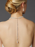 Two-Row Glass Pearl Back Necklace with Dramatic Backdrop 4472N-W-S