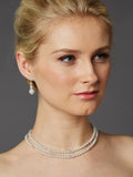 Two-Row Glass Pearl Back Necklace with Dramatic Backdrop 4472N-W-S