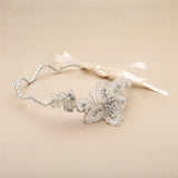 Genuine Preciosa Crystal Hand Wired Wavy Headband with Fine European Lace 4483HB-LTI-S