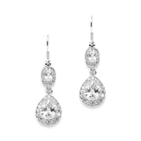 CZ Earrings with Graceful Pears and Delicate Emerald Cut Dangles 4486E-S