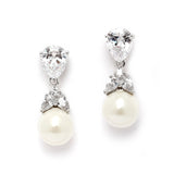 CZ Bridal Earrings with Mixed Pears and Pearl Drops 4490E-I-S