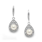 Pave CZ Wedding Earrings with 5mm Pearls 4502E-I-S
