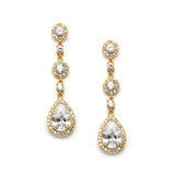 Pear-shaped Gold Wedding Earrings with Micro-Pave CZ 4505E-G