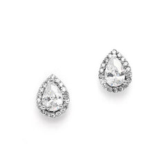 1/2 Ct. CZ Pear-Shaped Studs with Pave Frames 4507E-S