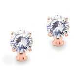 Rose Gold Clip-On Earrings with 3 Carat 9.5mm CZ Solitaire 4512EC-RG
