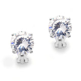 Platinum Clip-On Earrings with 3 Carat 9.5mm CZ Solitaire 4512EC-S