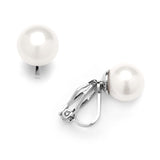 Clip-On Ivory Pearl Stud Earrings - Glass Based Shell Pearls with Organic Mother of Pearl Finish (9mm) 4515EC-I