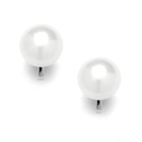 Clip-On White Pearl Stud Earrings - Glass Based Shell Pearls with Organic Mother of Pearl Shell Finish (9mm) 4515EC-W