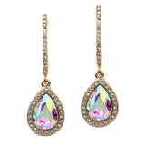 Pave Arc Earrings with Framed Iridescent Teardrops 4519E-AB-G