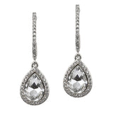 Pave Arc Earrings with Framed Crystal Teardrops 4519E-CR-S