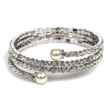 Gorgeous Crystal Rhinestone Coil Bracelet with Soft Cream Pearls 4522B-SC-S