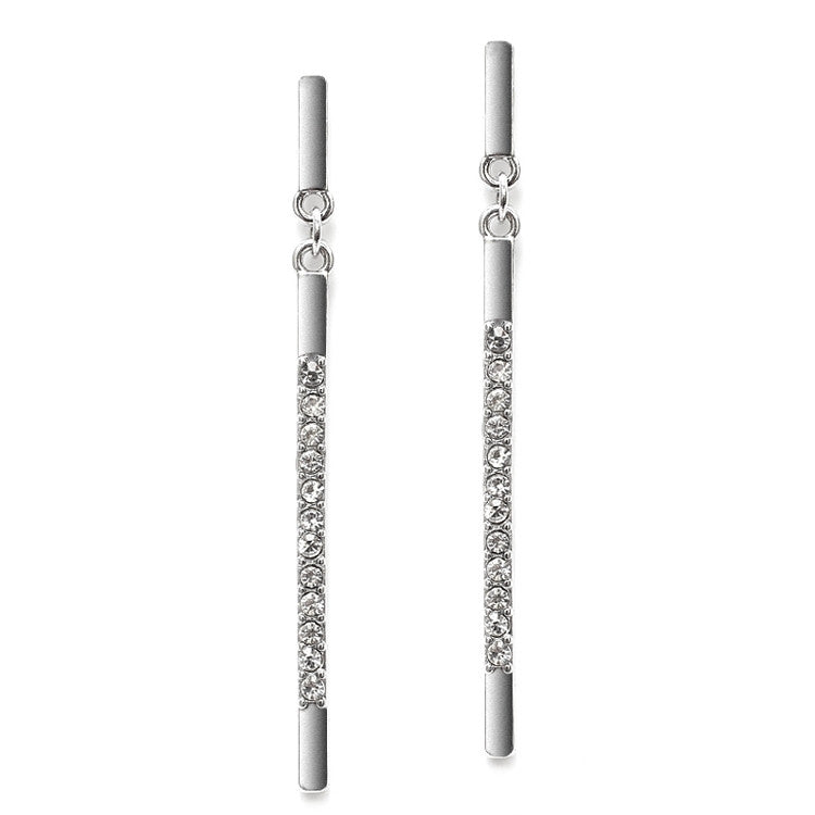 Sleek Linear Pave Crystal Dangle Earrings 4524E-S