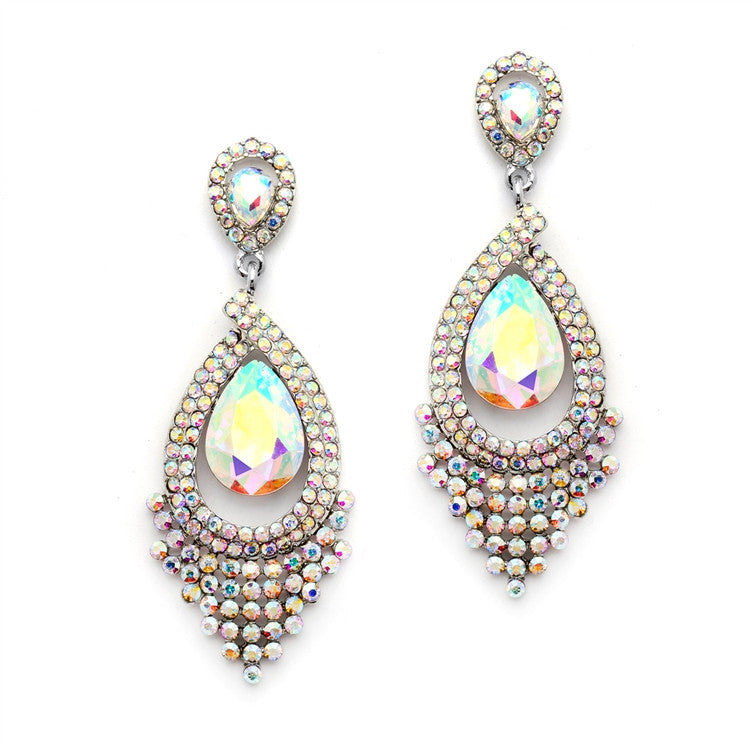 Spectacular Iridescent AB Statement Chandelier Earrings 4528E-AB
