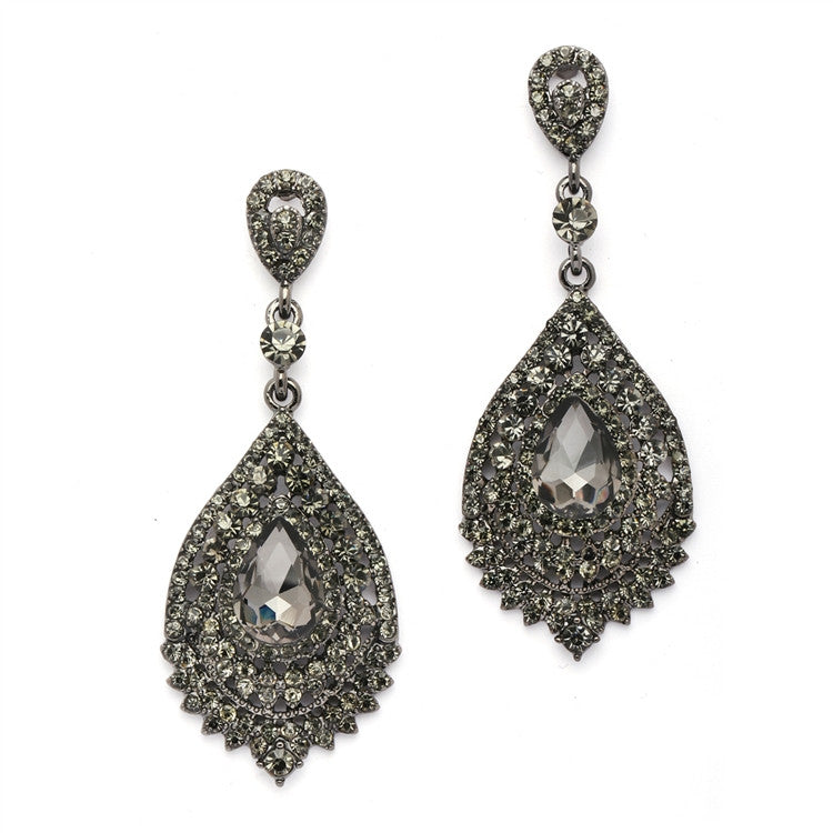Dramatic Black Diamond Crystal Statement Earrings 4529E-BD