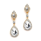 Gold and Crystal Earrings with Teardrop Dangles 4532E-G