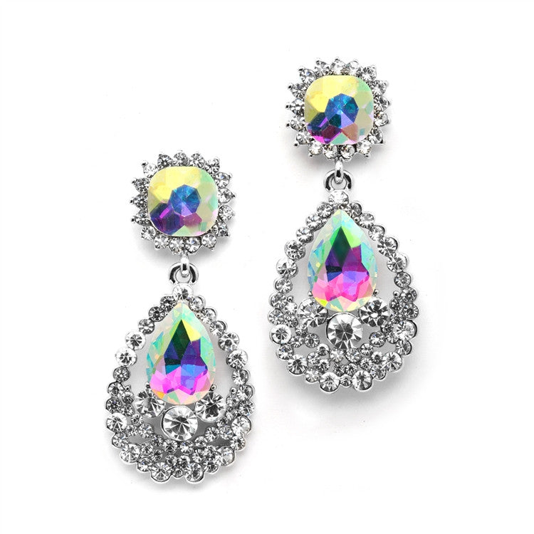Glamorous AB Statement Earrings with Bold Dangle 4536E-AB-S