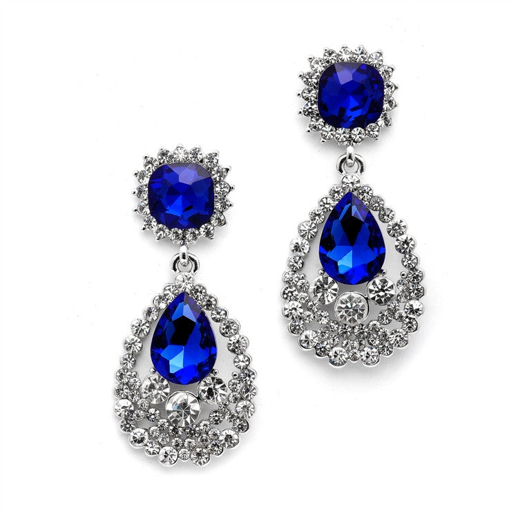 Glamorous Royal Blue Statement Earrings with Bold Dangle 4536E-RY-S