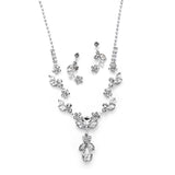 Rhinestone Crystal Vine Necklace and Earrings Set 4540S-CR-S