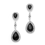 Jet Black Crystal Pear-Shaped Vintage Dangle Earrings 4543E-JE-S