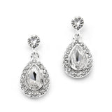 Bezel Stud Earrings with Dainty Crystal Teardrops 4545E-CR-S