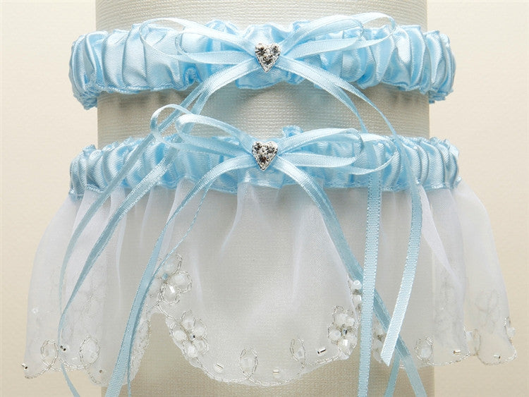 Bridal Garter Set with Inlaid Crystal Hearts 454G