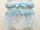 Bridal Garter Set with Inlaid Crystal Hearts 454G