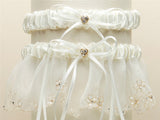 Bridal Garter Set with Inlaid Crystal Hearts 454G