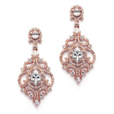 Victorian Scrolls 14K Rose Gold Plated Cubic Zirconia Wedding Chandelier Earrings 4553E-RG