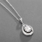 Mariell Couture Cubic Zirconia Framed Pear-Shaped Bridal Necklace
