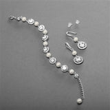 Mariell Ivory Pearl and Cubic Zirconia Bridal Bracelet and Earrings Set 4580BS-I-S